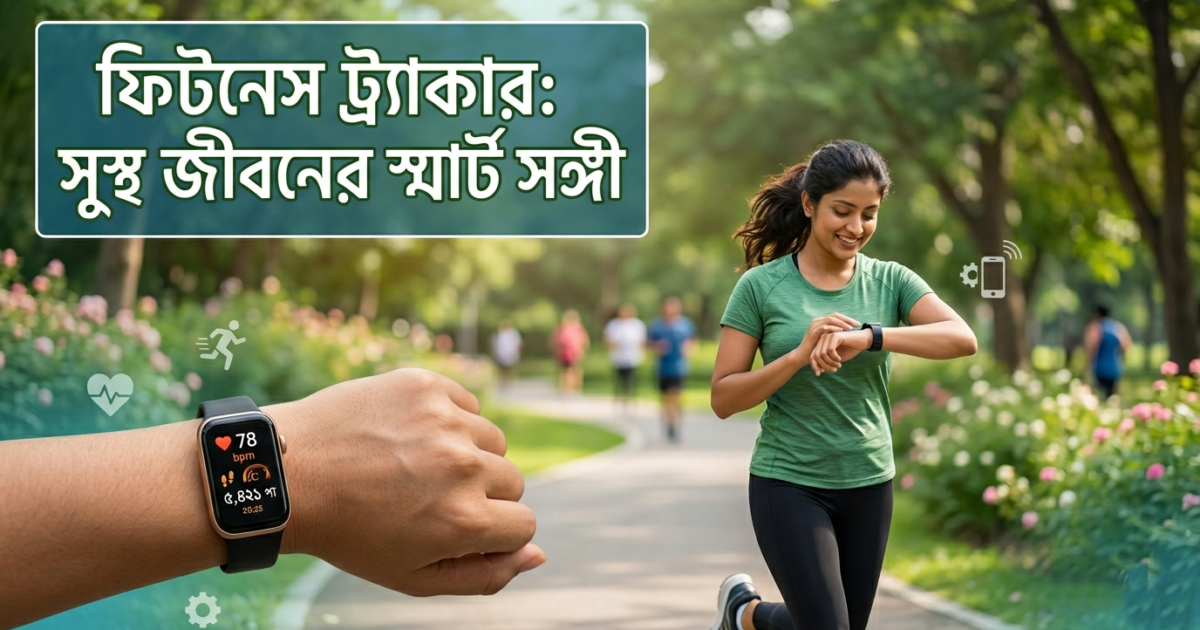 image of a bangladeshi girl running and checking her fitness tracker
