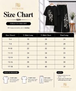 girls co ord tshirt set size chart
